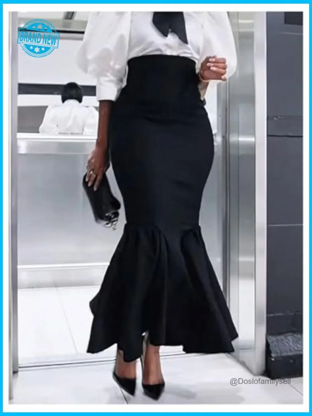 Ruffle Bodycon Maxi Skirt Fishtail High Waisted Pencil Long Going Out Skirt